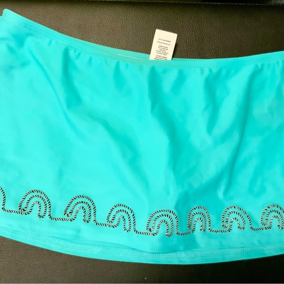 Kenneth Cole Reaction Women’s Swimsuit Separate Skirted Bikini Bottom Aqua Siz M - Picture 2 of 4